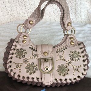 Rafe Beige Leather and Knit Bag